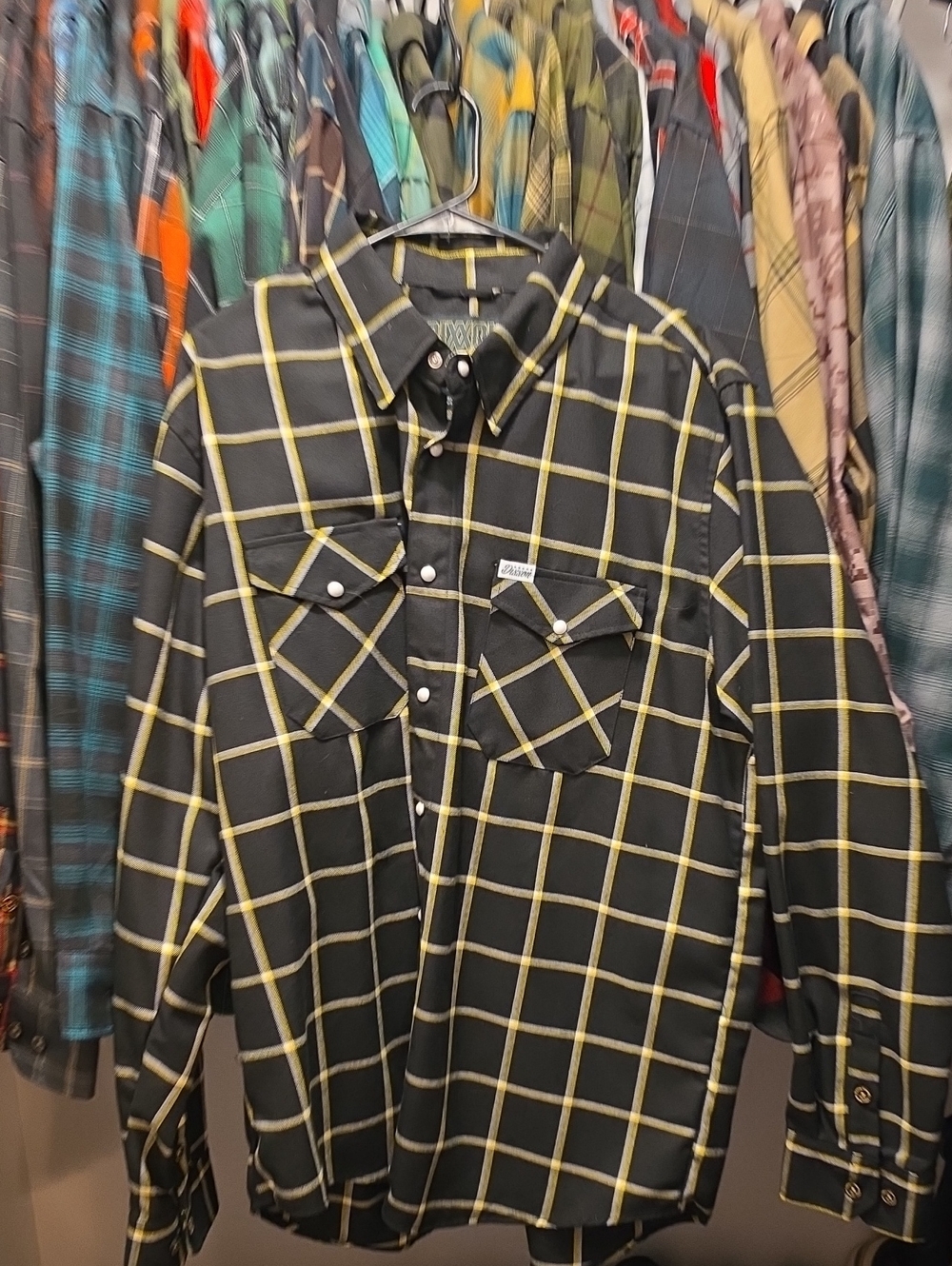 DIXXON Vogue Tyres Black & Yellow Windowpane Button-Down Shirt